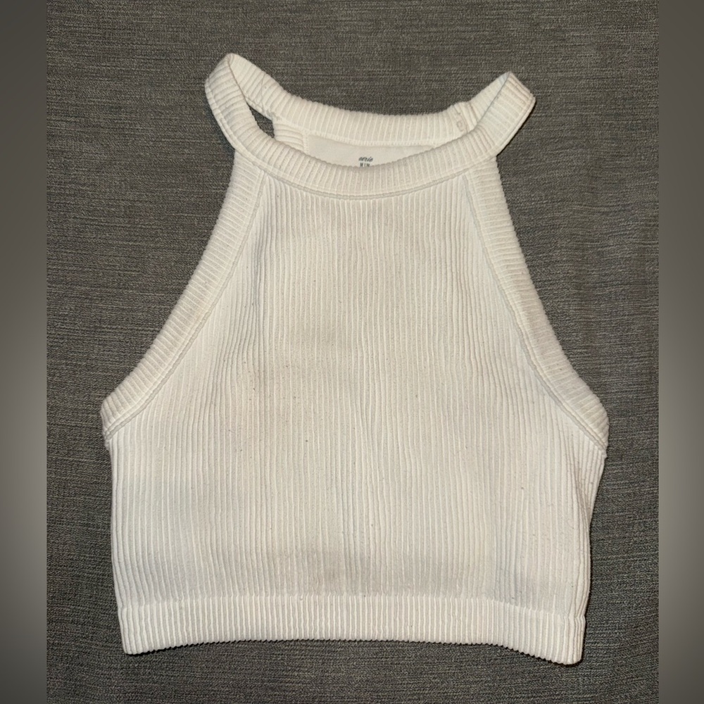 Aerie White Ribbed Crop Top